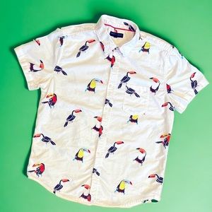 AEROPOSTALE Toucan‎ Print Short Sleeve Shirt size large